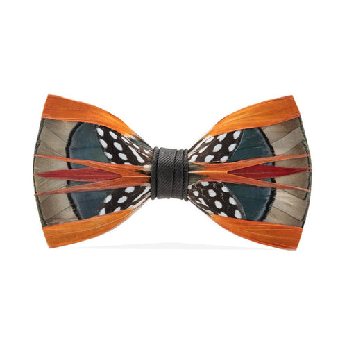 Mayfly Orange Feather Bow Tie