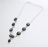 SS Smokey Quartz Faceted Oval Necklace