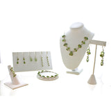 SS Elegant Prehnite, Peridot, & Vesuvianite Dangle Earrings