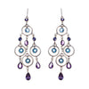 Sterling Silver Blue Topaz Amethyst Iolite Chandelier Earrings