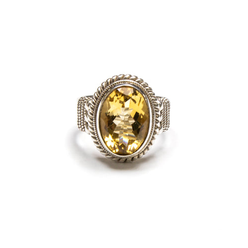 SS 4-banded Citrine Rope Ring Size 7