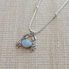 SS Created Light Blue Opal Crab Necklace