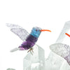 Carved Fluorite Hummingbird Trio on Crystal Cluster Sculpture