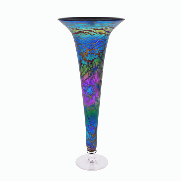 Art Glass Spider Trumpet Vase