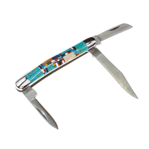 Pocket Knife Turquoise Inlay