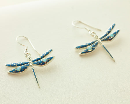 SS Blue Lace Agate & Iolite Drop Earrings