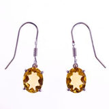 Sterling Silver Created Citrine Oval Earrings