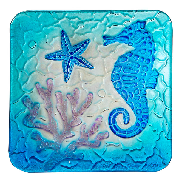 Square Glass Seahorse Plate