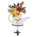 Blossoms and Bird Watering Can Clock